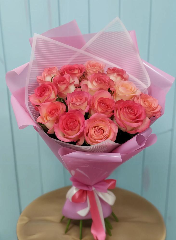 Букет 15 Розовых роз Равель в Пойковском