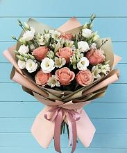 Букет цветов из:  Розы, Альстромерии и Лизиантусы в Пойковском