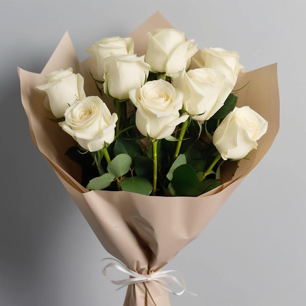 Букет 9 Белых роз Эдлесс Лав в Пойковском