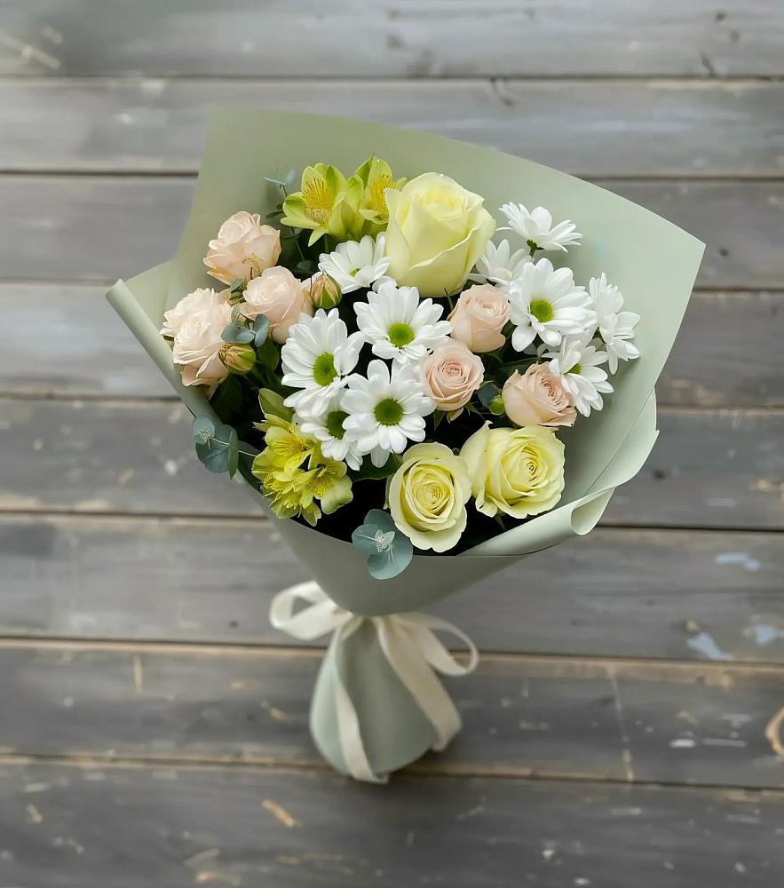 Букет цветов из: Альстромерии, Розы и Хризантемы в Пойковском