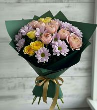 Букет цветов из:  Хризантемы и Розы в Пойковском