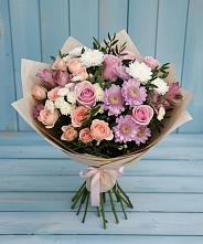 Букет цветов из:  Хризантемы, Розы и Альстромерии в Пойковском