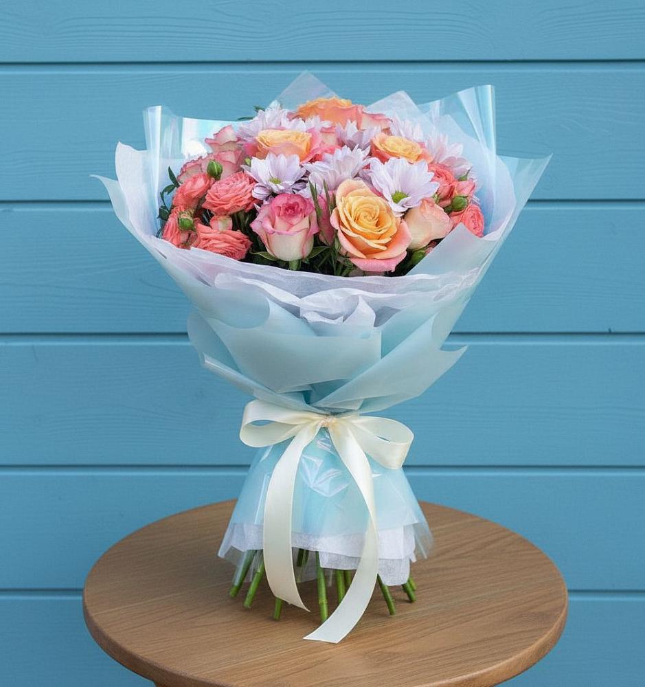 Букет цветов из: Хризантемы и Розы в Пойковском