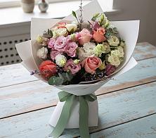 Букет цветов из:  Розы, Лизиантусы и Гвоздики в Пойковском