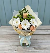 Букет цветов из:  Герберы, Розы и Хризантемы в Пойковском