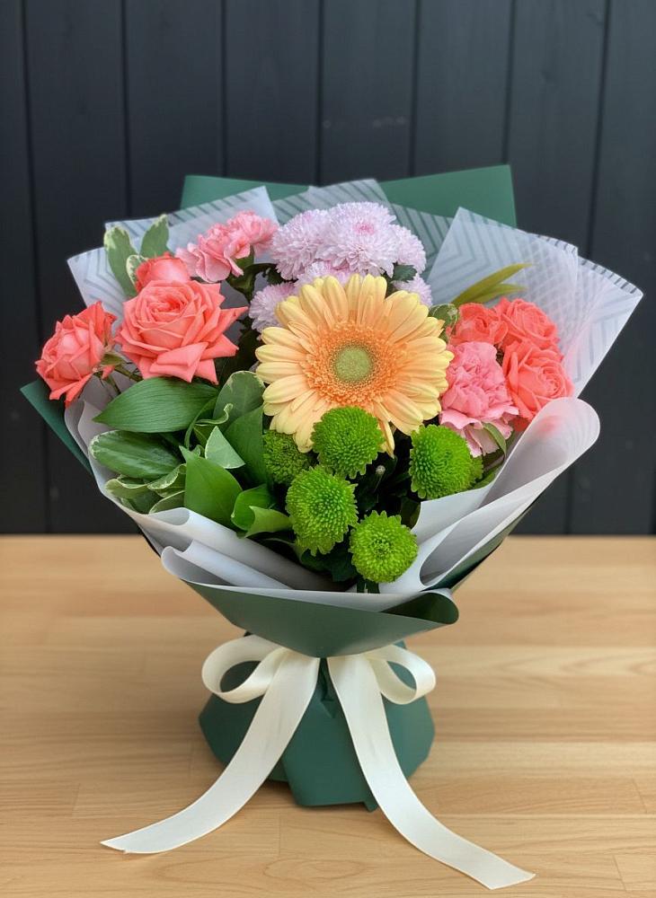 Букет цветов из: Гвоздики, Розы, Герберы и Хризантемы в Пойковском