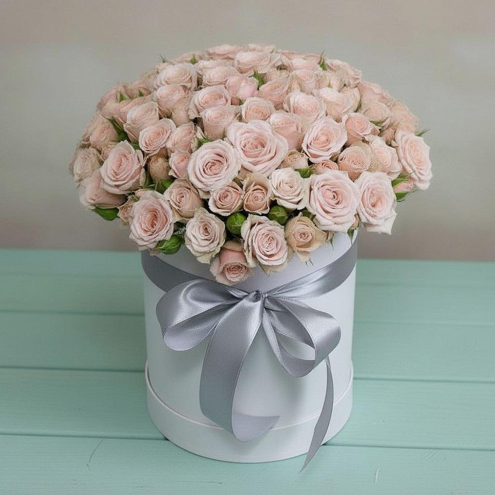 Цветочная композиция из Розы в шляпной коробке в Пойковском